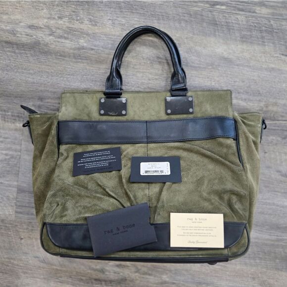 🐢 Rag & Bone New York  Olive Green Suede Pilot Bag Large - Picture 1 of 17